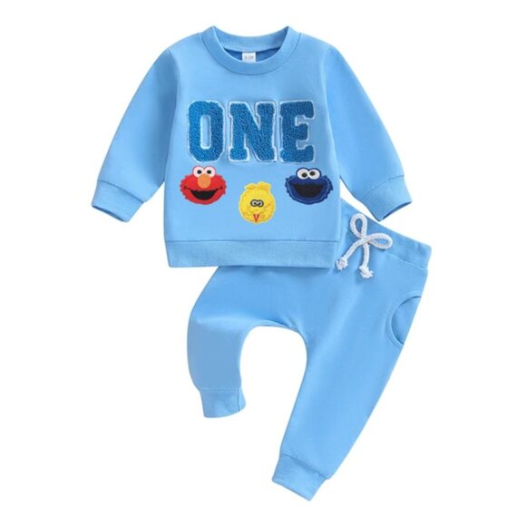 Sesame Street Sweater Cookie Pant First Birthday Elmo Outfit Clothes Leggings - Picture 1 of 7